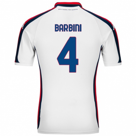 Kandiny Uomo Maglia Matteo Barbini #4 Bianco Kit Gara Away 2024/25 Maglietta