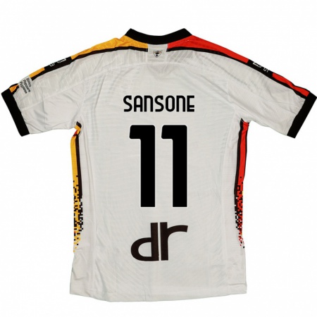 Kandiny Uomo Maglia Nicola Sansone #11 Bianco Nero Kit Gara Away 2024/25 Maglietta