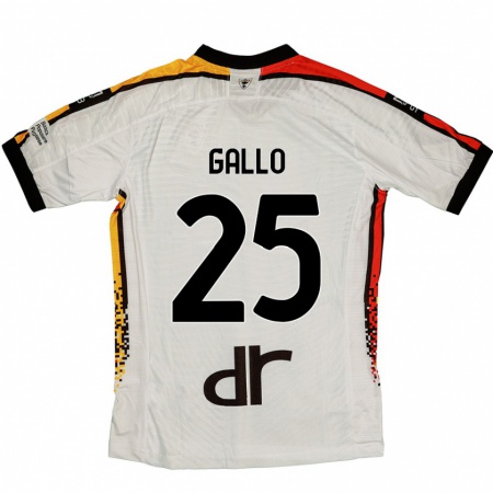 Kandiny Uomo Maglia Antonino Gallo #25 Bianco Nero Kit Gara Away 2024/25 Maglietta