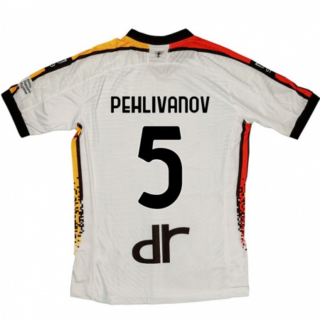 Kandiny Uomo Maglia Cristian Pehlivanov #5 Bianco Nero Kit Gara Away 2024/25 Maglietta