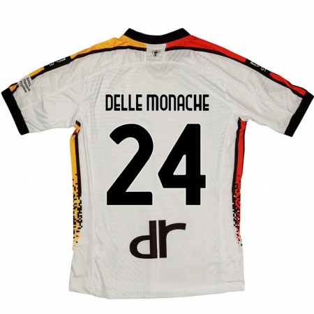 Kandiny Uomo Maglia Marco Delle Monache #24 Bianco Nero Kit Gara Away 2024/25 Maglietta