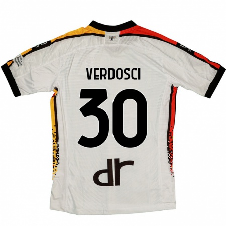 Kandiny Uomo Maglia Simone Verdosci #30 Bianco Nero Kit Gara Away 2024/25 Maglietta