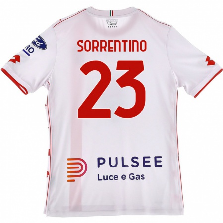 Kandiny Hombre Camiseta Alessandro Sorrentino #23 Blanco Rojo 2ª Equipación 2024/25 La Camisa México