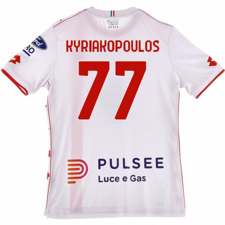 Kandiny Uomo Maglia Georgios Kyriakopoulos #77 Bianco Rosso Kit Gara Away 2024/25 Maglietta