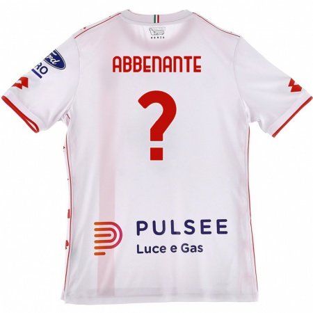 Kandiny Uomo Maglia Alessandro Abbenante #0 Bianco Rosso Kit Gara Away 2024/25 Maglietta