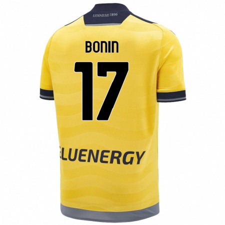 Kandiny Uomo Maglia Luca Bonin #17 Oro Kit Gara Away 2024/25 Maglietta