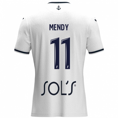 Kandiny Uomo Maglia Mélinda Mendy #11 Bianco Blu Scuro Kit Gara Away 2024/25 Maglietta