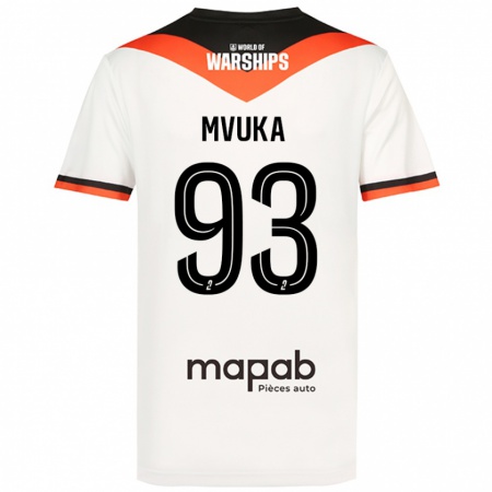 Kandiny Män Joel Mvuka #93 Vit Bortatröja Matchtröjor 2024/25 Tröjor T-Tröja