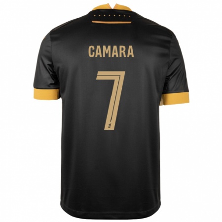 Kandiny Hombre Camiseta Mohamed Camara #7 Negro Marrón 2ª Equipación 2024/25 La Camisa México