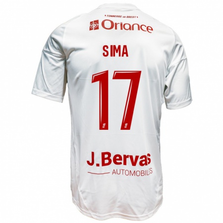 Kandiny Uomo Maglia Abdallah Sima #17 Bianco Rosso Kit Gara Away 2024/25 Maglietta