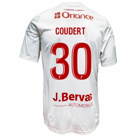 Kandiny Uomo Maglia Grégoire Coudert #30 Bianco Rosso Kit Gara Away 2024/25 Maglietta