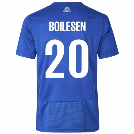 Kandiny Hombre Camiseta Nicolai Boilesen #20 Blanco Azul 2ª Equipación 2024/25 La Camisa