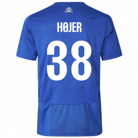 Kandiny Heren Oliver Højer #38 Wit Blauw Uitshirt Uittenue 2024/25 T-Shirt België