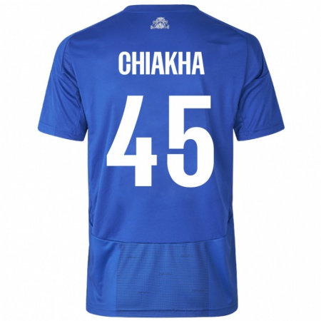 Kandiny Uomo Maglia Amin Chiakha #45 Bianco Blu Kit Gara Away 2024/25 Maglietta