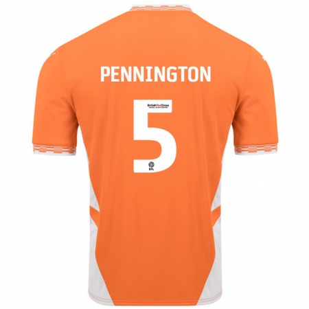 Kandiny Kvinnor Matthew Pennington #5 Orange Vit Hemmatröja Matchtröjor 2024/25 Tröjor T-Tröja