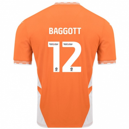 Kandiny Donna Maglia Elkan Baggott #12 Arancione Bianco Kit Gara Home 2024/25 Maglietta