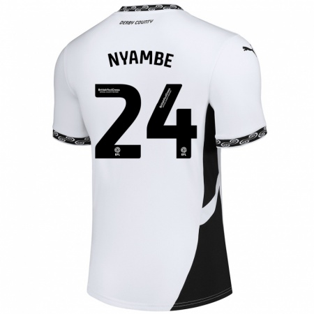 Kandiny Mujer Camiseta Ryan Nyambe #24 Blanco Negro 1ª Equipación 2024/25 La Camisa