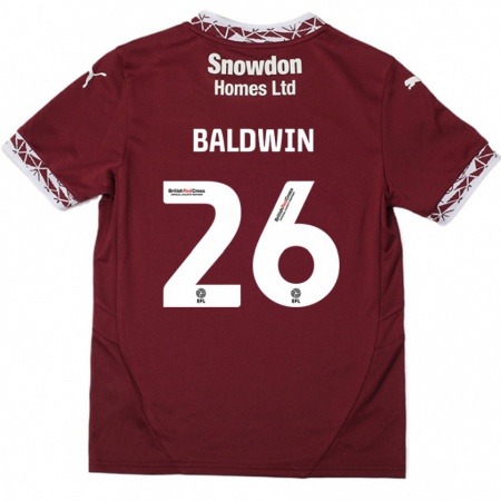 Kandiny Dames Jack Baldwin #26 Bordeauxrood Thuisshirt Thuistenue 2024/25 T-Shirt België