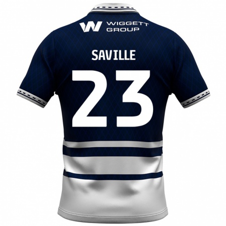 Kandiny Mujer Camiseta George Saville #23 Azul Marino Blanco 1ª Equipación 2024/25 La Camisa