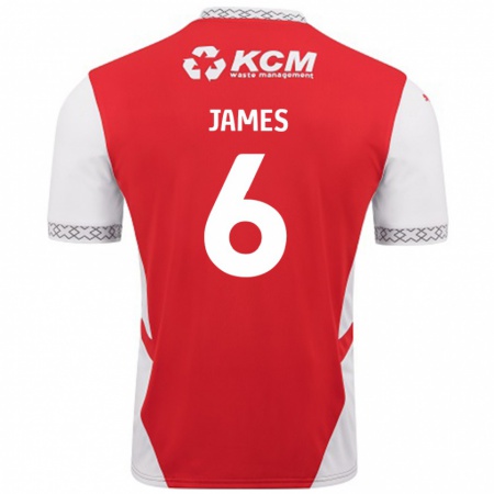 Kandiny Mujer Camiseta Reece James #6 Rojo Blanco 1ª Equipación 2024/25 La Camisa