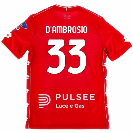 Kandiny Donna Maglia Danilo D'ambrosio #33 Rosso Bianco Kit Gara Home 2024/25 Maglietta