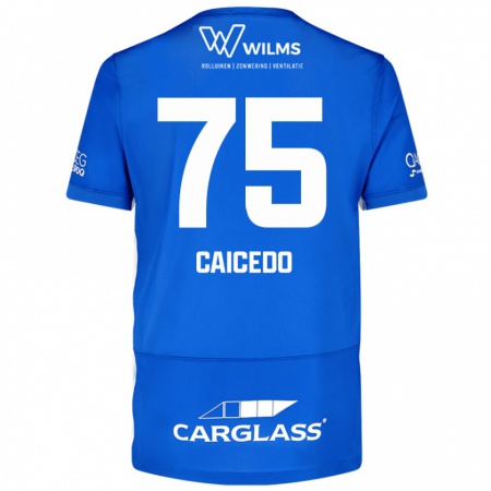 Kandiny Dames Alfred Caicedo #75 Blauw Thuisshirt Thuistenue 2024/25 T-Shirt België