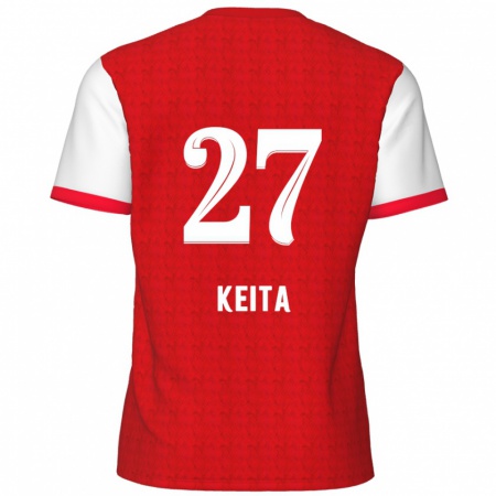 Kandiny Mujer Camiseta Mandela Keita #27 Rojo Blanco 1ª Equipación 2024/25 La Camisa