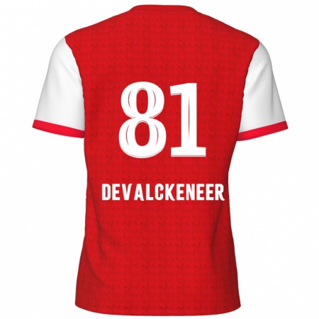 Kandiny Mujer Camiseta Niels Devalckeneer #81 Rojo Blanco 1ª Equipación 2024/25 La Camisa