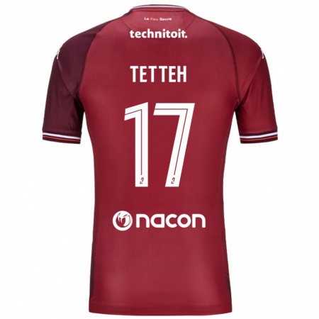 Kandiny Kvinnor Benjamin Tetteh #17 Röda Granata Hemmatröja Matchtröjor 2024/25 Tröjor T-Tröja