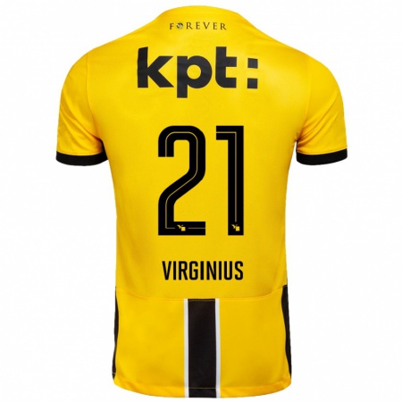 Kandiny Mujer Camiseta Alan Virginius #21 Amarillo Negro 1ª Equipación 2024/25 La Camisa