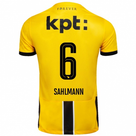 Kandiny Mujer Camiseta Henrike Sahlmann #6 Amarillo Negro 1ª Equipación 2024/25 La Camisa