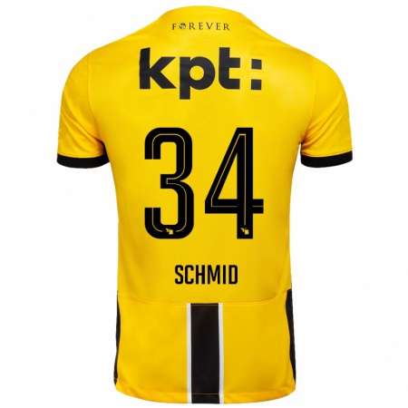 Kandiny Mujer Camiseta Céline Schmid #34 Amarillo Negro 1ª Equipación 2024/25 La Camisa