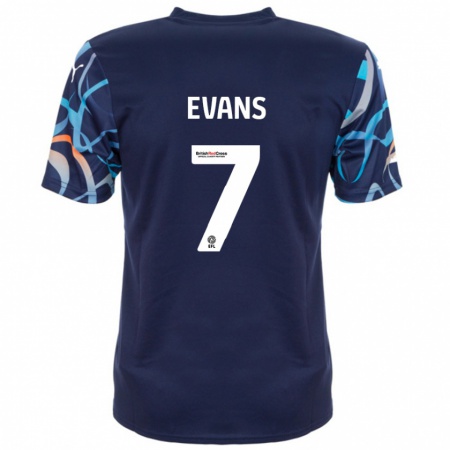 Kandiny Donna Maglia Lee Evans #7 Blu Navy Kit Gara Away 2024/25 Maglietta