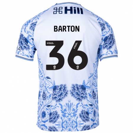 Kandiny Donna Maglia Dan Barton #36 Bianco Blu Kit Gara Away 2024/25 Maglietta