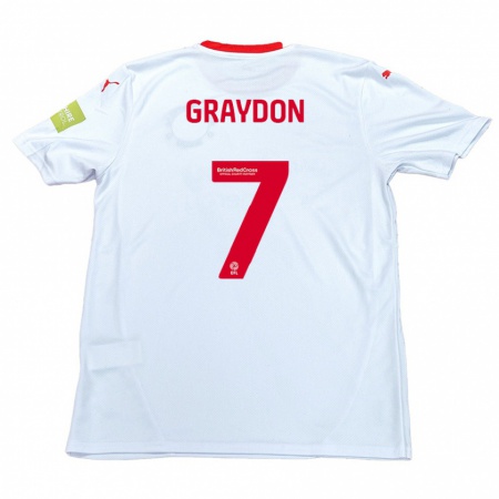 Kandiny Kvinnor Ryan Graydon #7 Vit Bortatröja Matchtröjor 2024/25 Tröjor T-Tröja