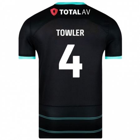 Kandiny Donna Maglia Ryley Towler #4 Nero Kit Gara Away 2024/25 Maglietta