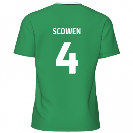 Kandiny Mujer Camiseta Josh Scowen #4 Verde Rayas Blancas 2ª Equipación 2024/25 La Camisa