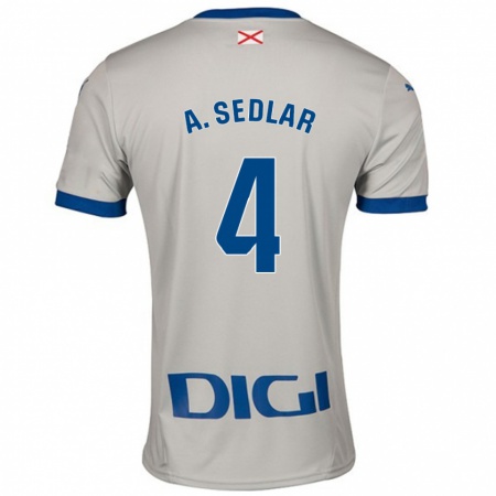 KandinyレディースAleksandar Sedlar#4ライトグレーアウェイシャツ2024/25ジャージーユニフォーム