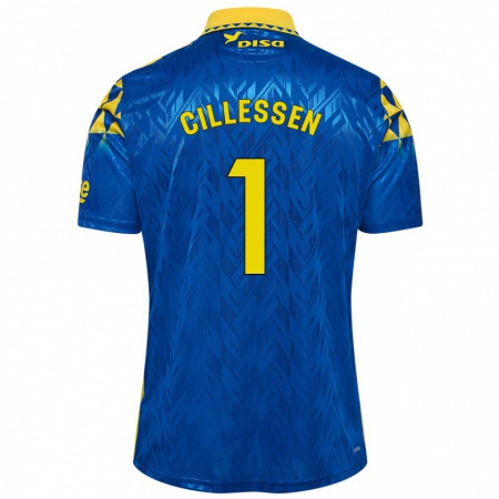 Kandiny Kvinnor Jasper Cillessen #1 Blå Gul Bortatröja Matchtröjor 2024/25 Tröjor T-Tröja