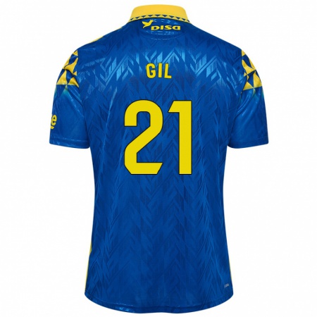 Kandiny Donna Maglia Iván Gil #21 Blu Giallo Kit Gara Away 2024/25 Maglietta