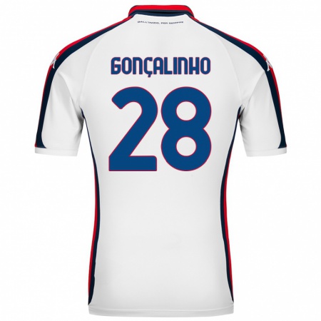 Kandiny Donna Maglia João Gonçalinho #28 Bianco Kit Gara Away 2024/25 Maglietta