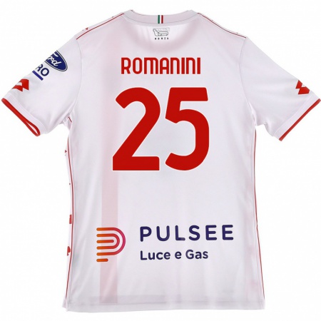 Kandiny Donna Maglia Andrea Romanini #25 Bianco Rosso Kit Gara Away 2024/25 Maglietta