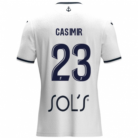 Kandiny Mujer Camiseta Josué Casimir #23 Blanco Azul Oscuro 2ª Equipación 2024/25 La Camisa