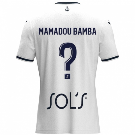 Kandiny Mujer Camiseta Ben Mamadou Bamba #0 Blanco Azul Oscuro 2ª Equipación 2024/25 La Camisa