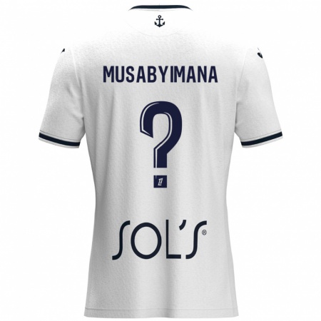 Kandiny Mujer Camiseta Thierry Musabyimana #0 Blanco Azul Oscuro 2ª Equipación 2024/25 La Camisa