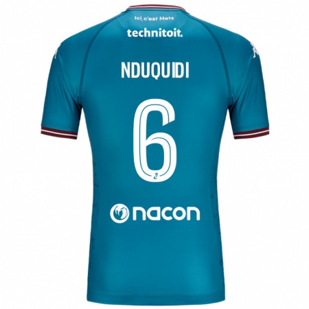 Kandiny Kvinnor Joseph Nduquidi #6 Bleu Bensin Bortatröja Matchtröjor 2024/25 Tröjor T-Tröja