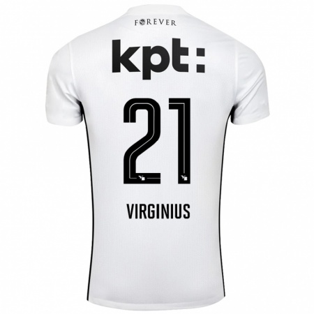 Kandiny Mujer Camiseta Alan Virginius #21 Blanco Negro 2ª Equipación 2024/25 La Camisa