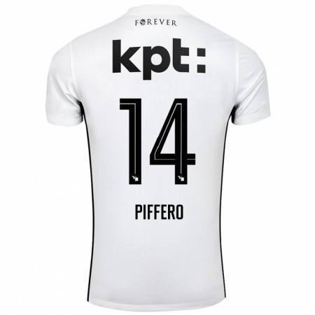 Kandiny Mujer Camiseta David Piffero #14 Blanco Negro 2ª Equipación 2024/25 La Camisa