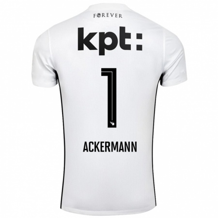 Kandiny Mujer Camiseta Jara Ackermann #1 Blanco Negro 2ª Equipación 2024/25 La Camisa