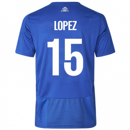 Kandiny Kvinnor Marcos López #15 Vit Blå Bortatröja Matchtröjor 2024/25 Tröjor T-Tröja